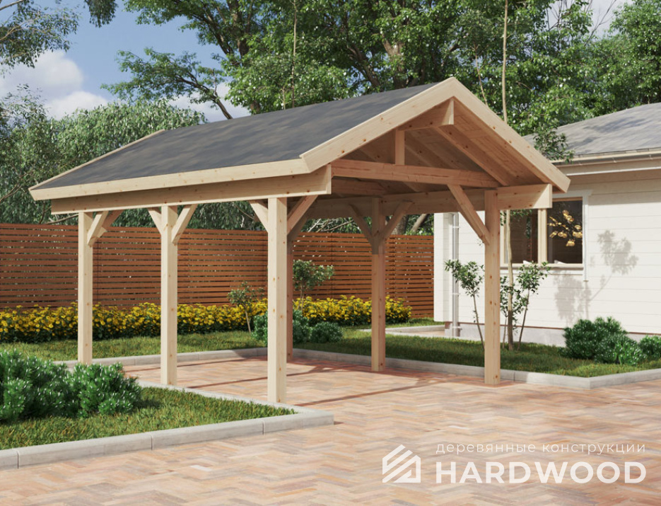 Навес из клееного бруса №64 - фото 963