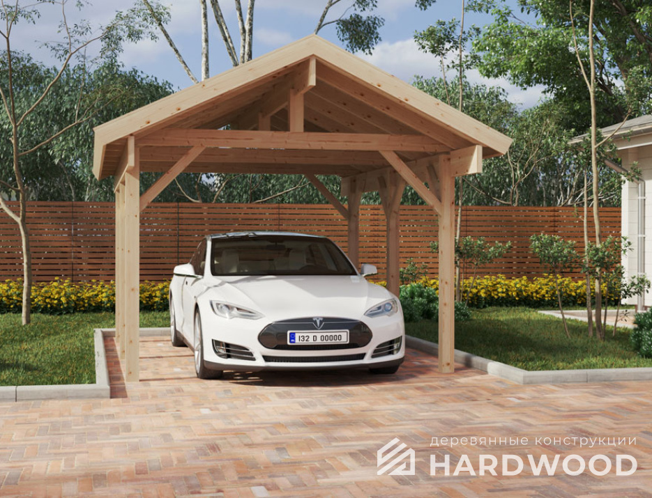 Навес из клееного бруса №64 - фото 964