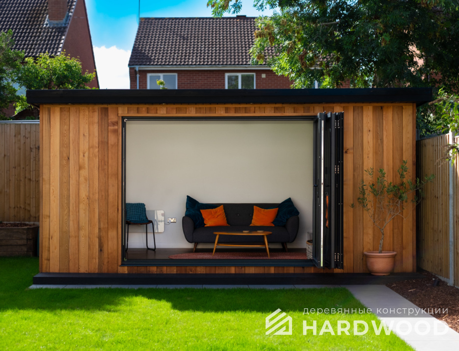 Черная беседка с окнами и дверью №59 - фото 1699